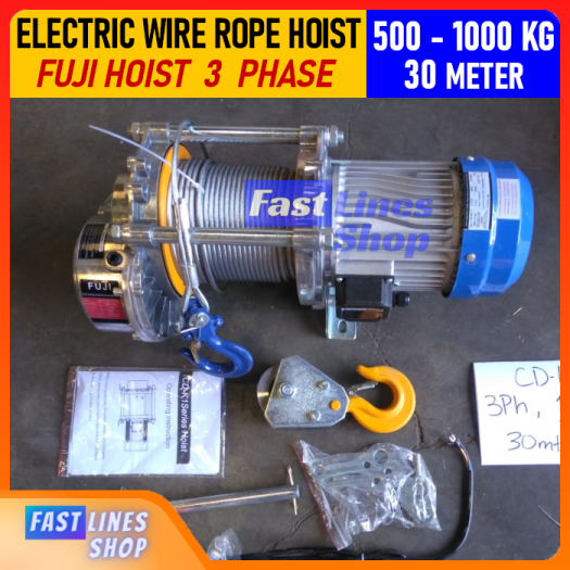 Electric Wire Rope Hoist Fuji 1000 Kg 3 Phase