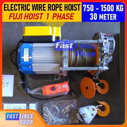 Katrol Electric Wire Rope Hoist Fuji 1500 Kg 1 Phase